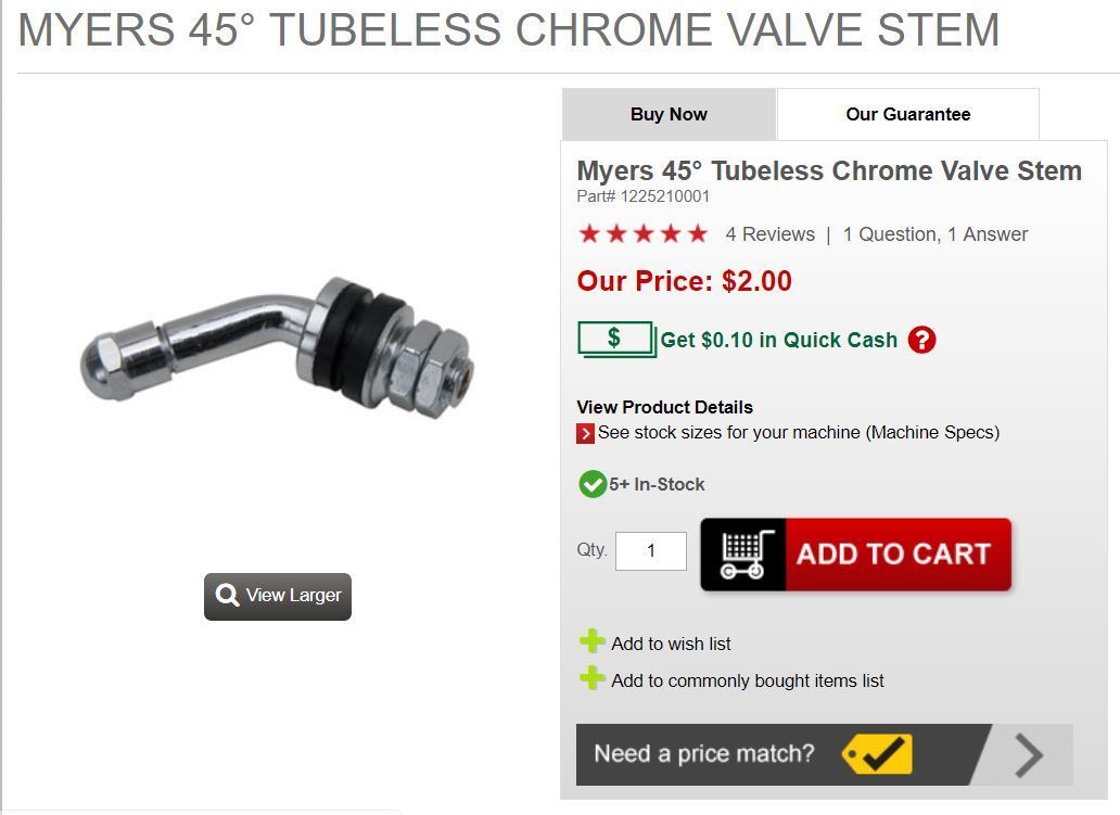 Tire valve stem sizes